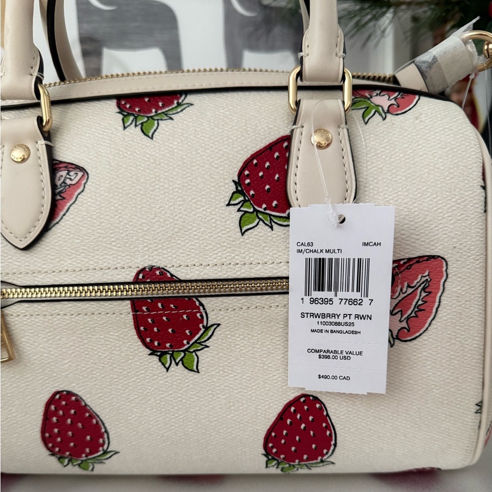Coach Rowan Satchel Bag With Strawberry Print CAL63 - Picture 11 of 11